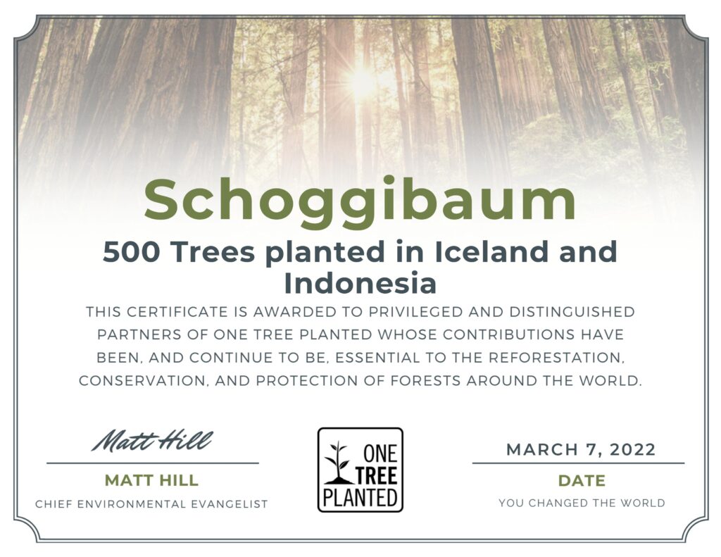 Certificate OneTreePlanted